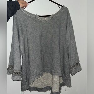 Free People Gray Women's Top w stitch sleeves